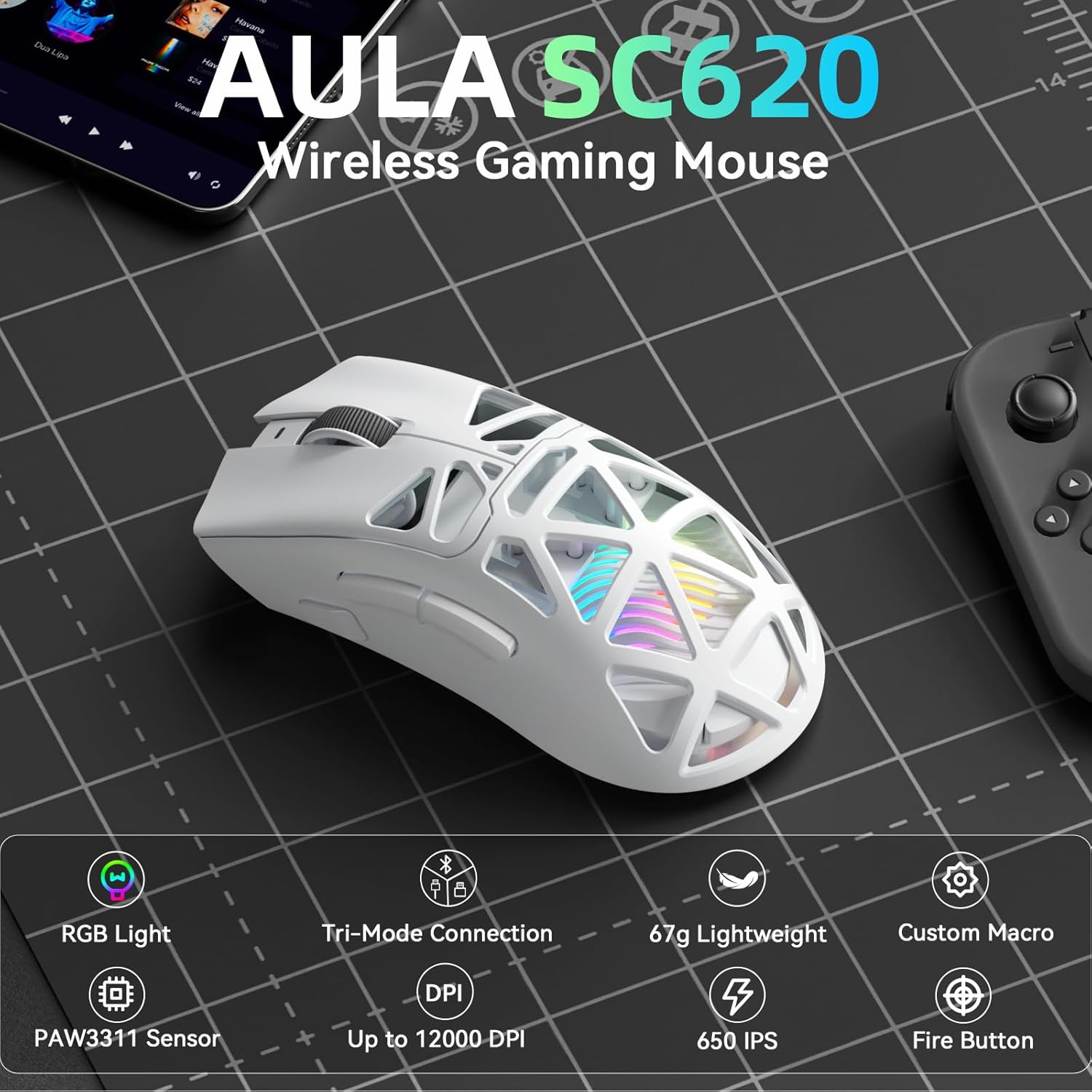 Esports Gaming Mouse Weight Adjustable - AULA SC620 Nuovo Mouse da Gaming