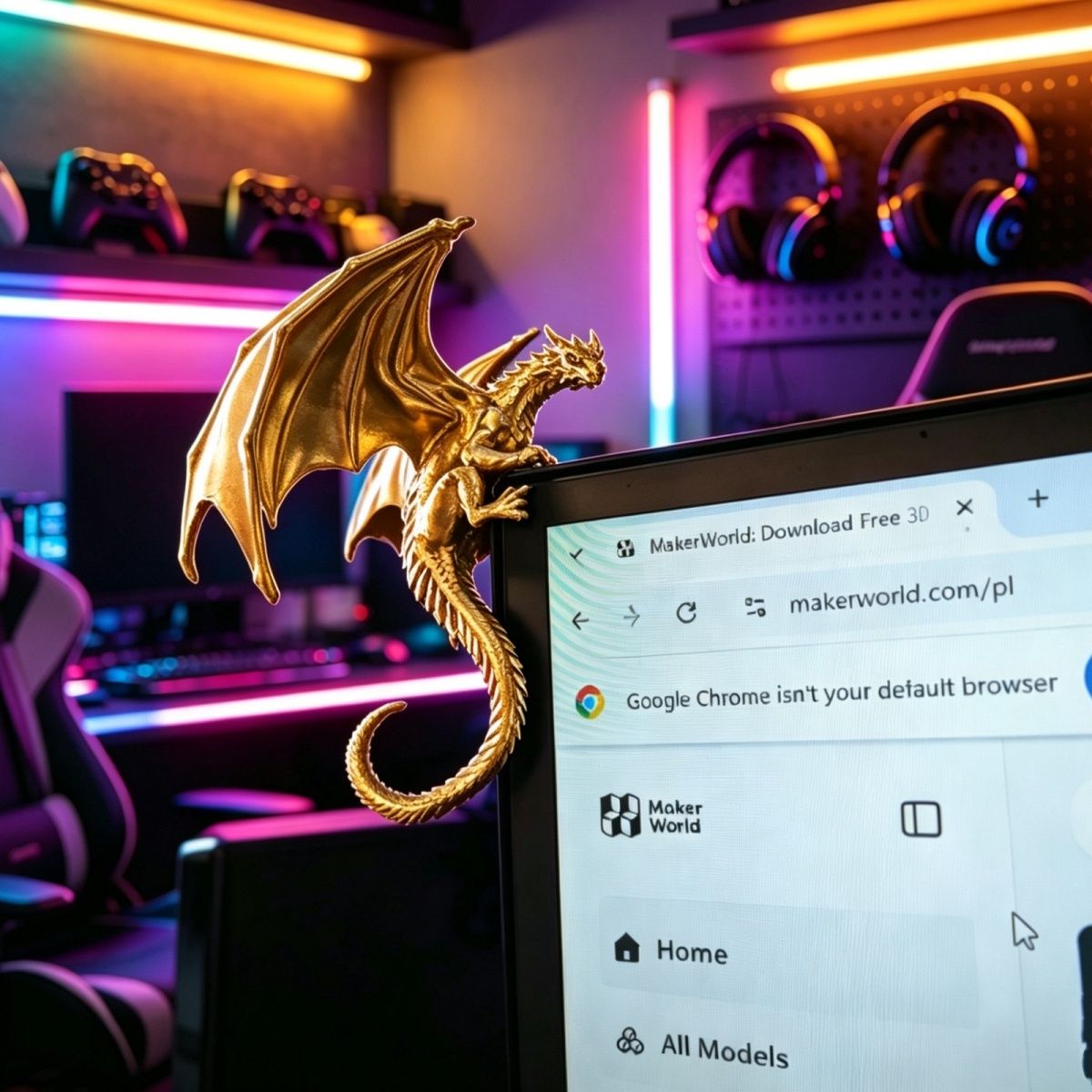 Esports Gaming Setup - Statuetta di Drago Rilassato per Monitor,