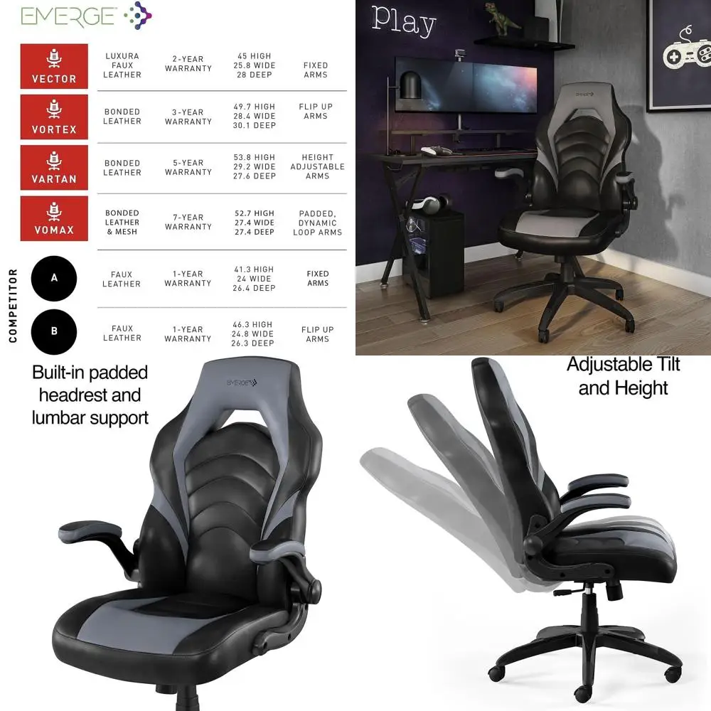 Gaming & Esports District - Sedia da Gaming Ergonomica Regolabile, Altezza