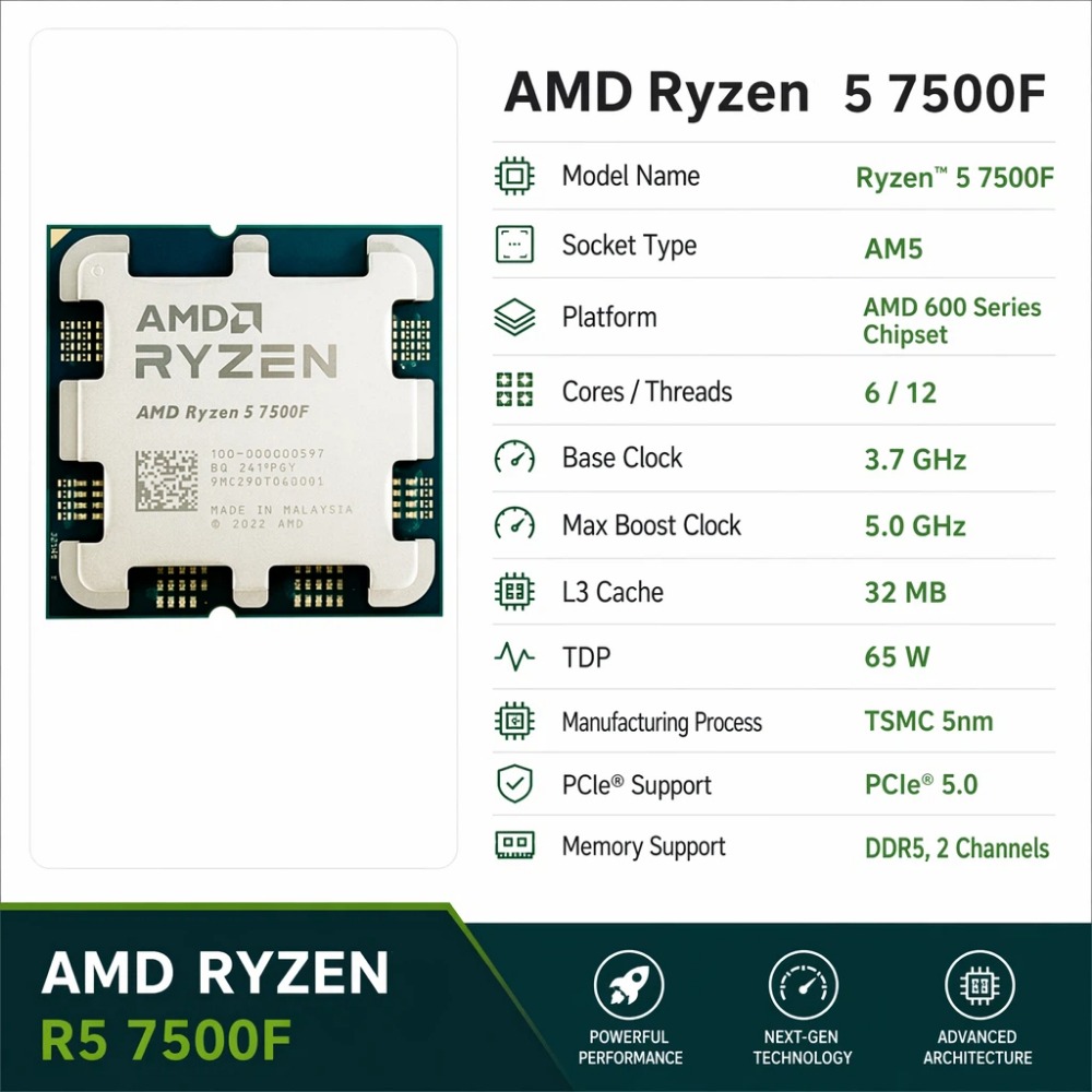 Processore AMD Ryzen 5 7500F 6 - Esports Gaming Brands recensione e prezzo