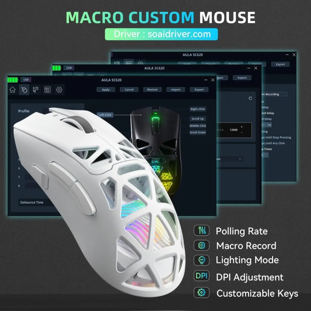 AULA SC620 Nuovo Mouse da Gami - Esports Gaming Mouse Weight Adjustable recensione e prezzo