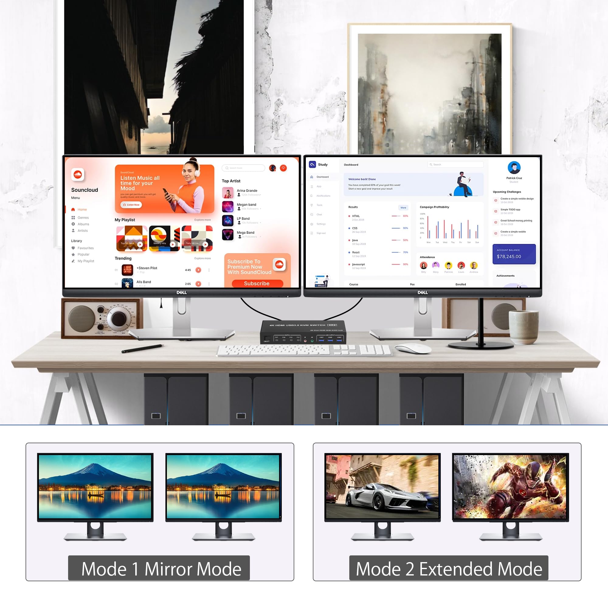 Switch KVM USB 3.0 4K Doppio m - Dual Monitor Stand recensione e prezzo
